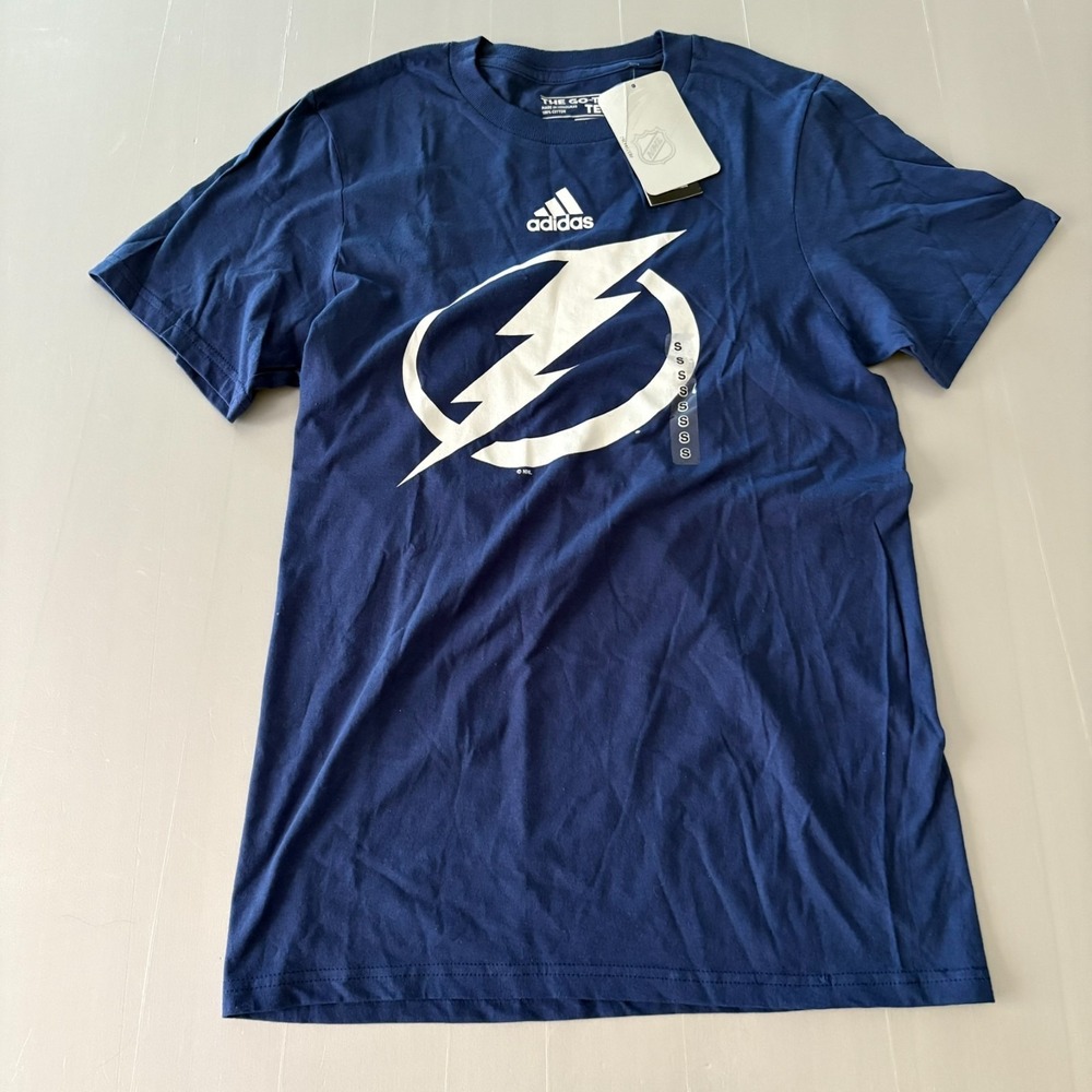 Adidas Tampa Bay Lightning "The Go-To Tee" NHL Hockey T-Shirt Navy Blue Small S